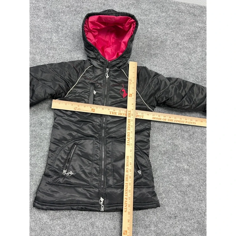Baby Phat Vintage Girls Black Hooded Puffer Jacket Pink Lining Logo Size‎ 6X